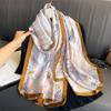 Simulation Silk Scarf New Autumn and Winter Temperament Silk Scarf Large Size Travel Photo Sunscreen Shawl Women's Headscarf