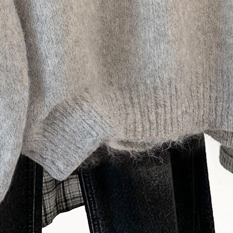 Women's Solid Color Lapel Long Sleeve Loose Sweater