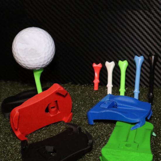 4 Pcs Turf Base Hinged Artificial Turf Tee for Golf Simulator Practice Includes 5 Pre-Cut Tee Variety Packs for Driving Range Home Training