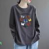 Langarm-T-Shirt Frühling und Herbst Neuer Stil Vielseitig Locker Rundhals Oberteil