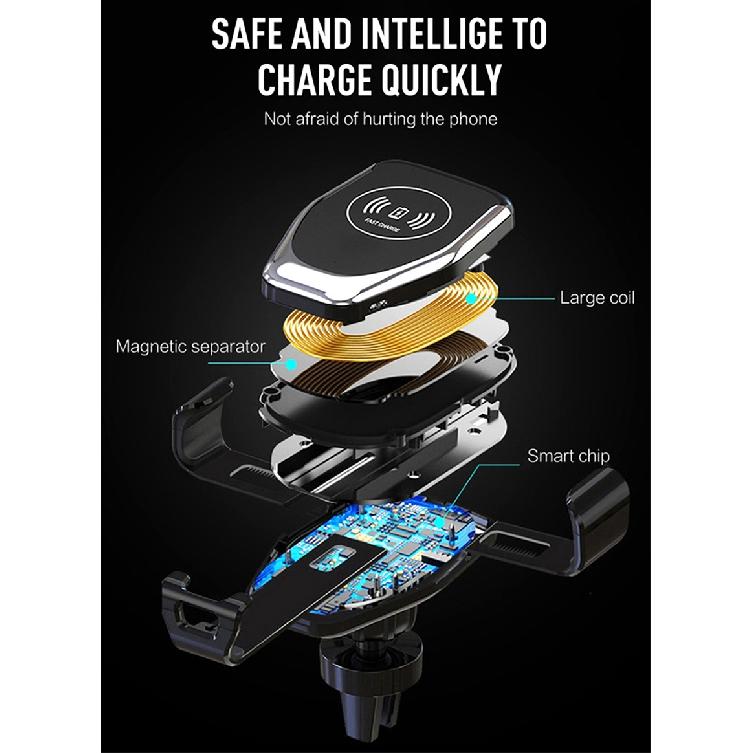 Беспроводное быстрое зарядное устройство 15 Вт, автомобильное крепление, вентиляционное отверстие, держатель для мобильного телефона, подставка для зарядки для IPhone 14 13 12 11 X Pro Max Xiaomi