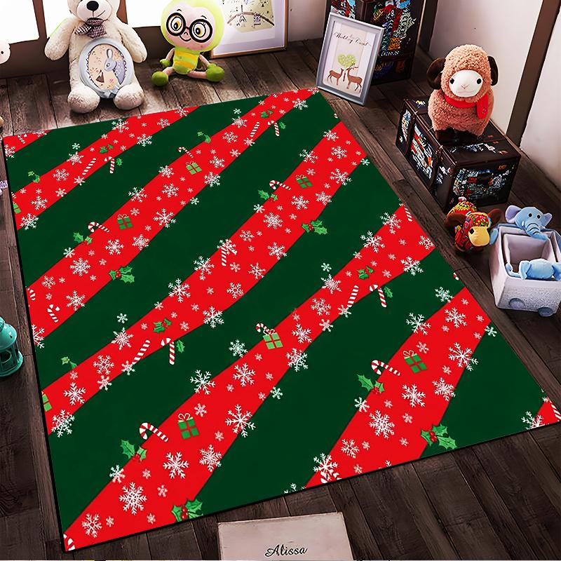 Festive Christmas Pattern Rug Non-slip rug suitable for living room and bedroom sofas.