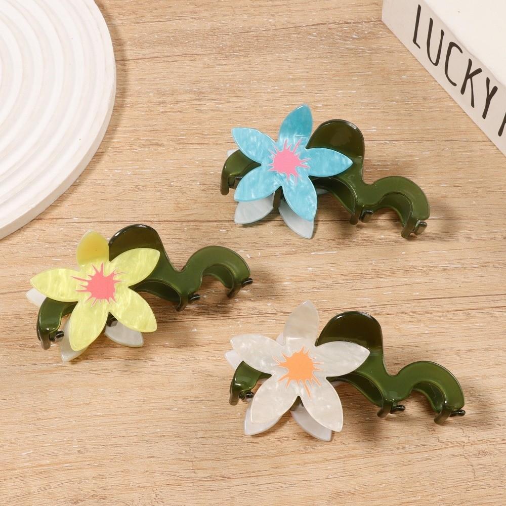 Colorful Flower Hair Claw Hairpin Acetate Shark Clip Personalized Large Hair Clip Girls