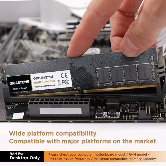 Mémoire RAM DDR4 - Gigastone - Kit 32Go (2x16Go) - 2666MHz - UDIMM - Non ECC - Rouge