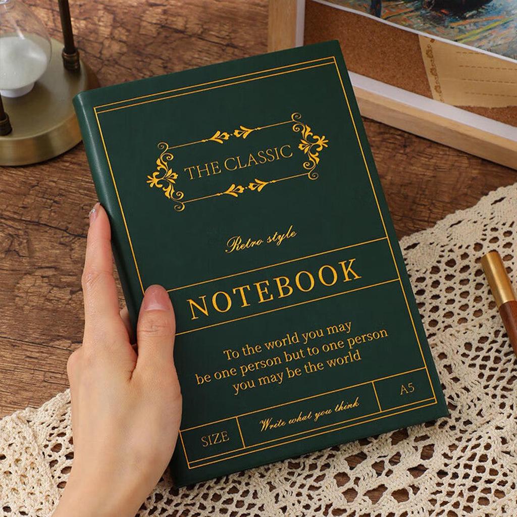 A5 Leather Student Subject Notebook, Diary, Lined Pages, Business Meeting Record Book, Notepad, Travel Log, 120 Sheets 240 Pages