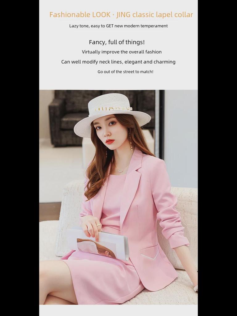 Women's Blue Suit: Jacket & Skirt Set - Elegant Autumn/Winter Style