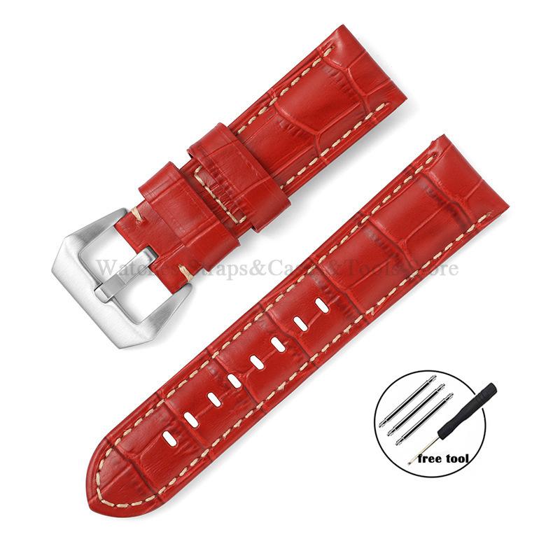 Бизнес Ремешок для часов из натуральной кожи Panerai для Omega Стальная пряжка Черный Коричневый Мужской ремешок Аксессуары 20 мм 22 мм 24 мм 26 мм
