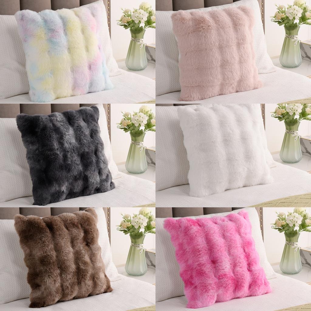 Наволочка из искусственного плюша с изображением кролика, наволочка для дивана в гостиной, наволочка для подушки в спальне с эркером, однотонная наволочка из пузырчатого бархата