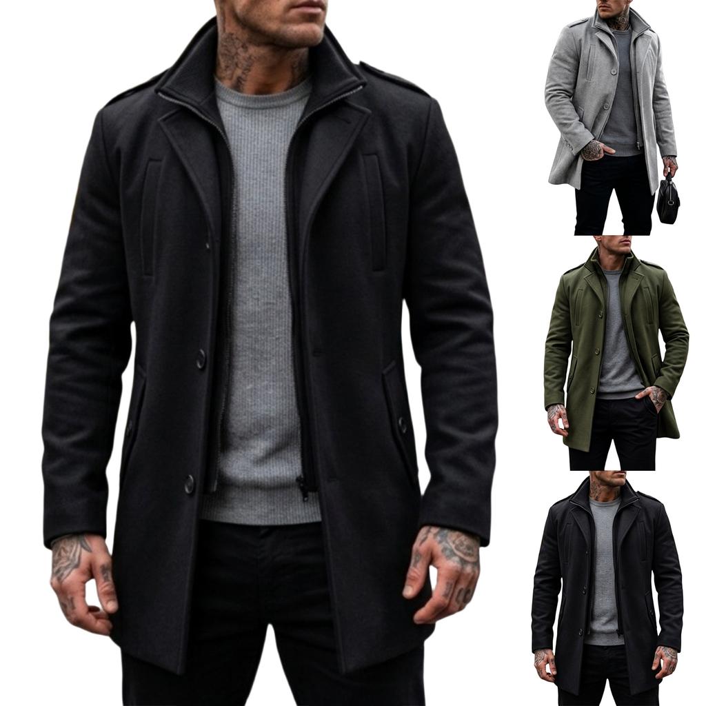 Men's Retro Double Collar Overcoat Jacket with Look