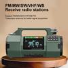 Аварийное радио FM/MW/SW/VHF/WB Портативное радио с SOS-сигналом Светодиодный фонарик BT-динамик Ручной завод Солнечное радио для выживания
