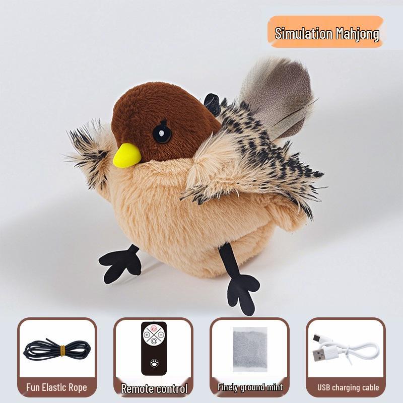 Игрушка Электрический Воробей для Кошек с Пультом Управления - Интерактивный Симулятор Крыльев для Самостоятельной Игры для Кошек