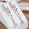Kinel Vintage Rose Gold Color Long Earrings Zircon Pendant Jewelry