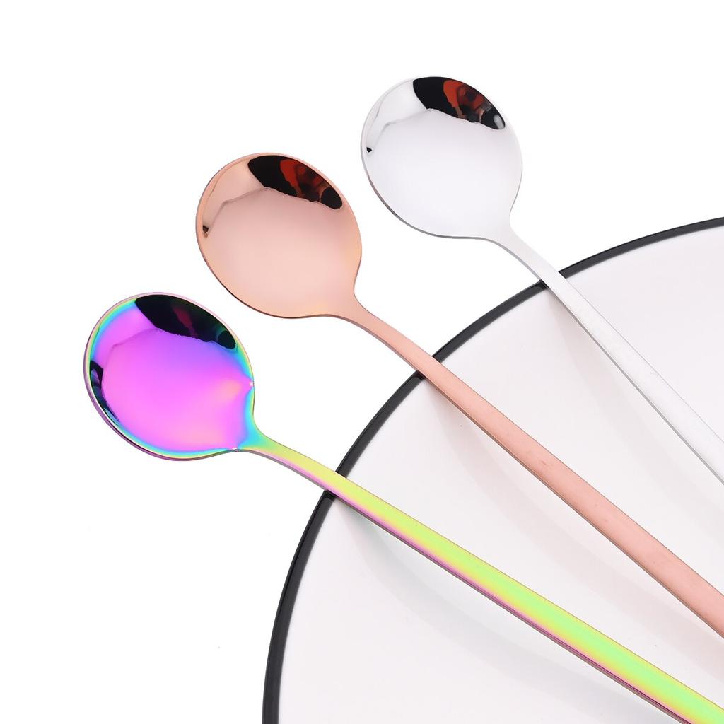 6 шт./компл., красочная ложка с длинной ручкой, столовая посуда, посуда для сока, кофе, перемешивающая посуда, ложка для мороженого, набор столовых приборов, кухонные инструменты