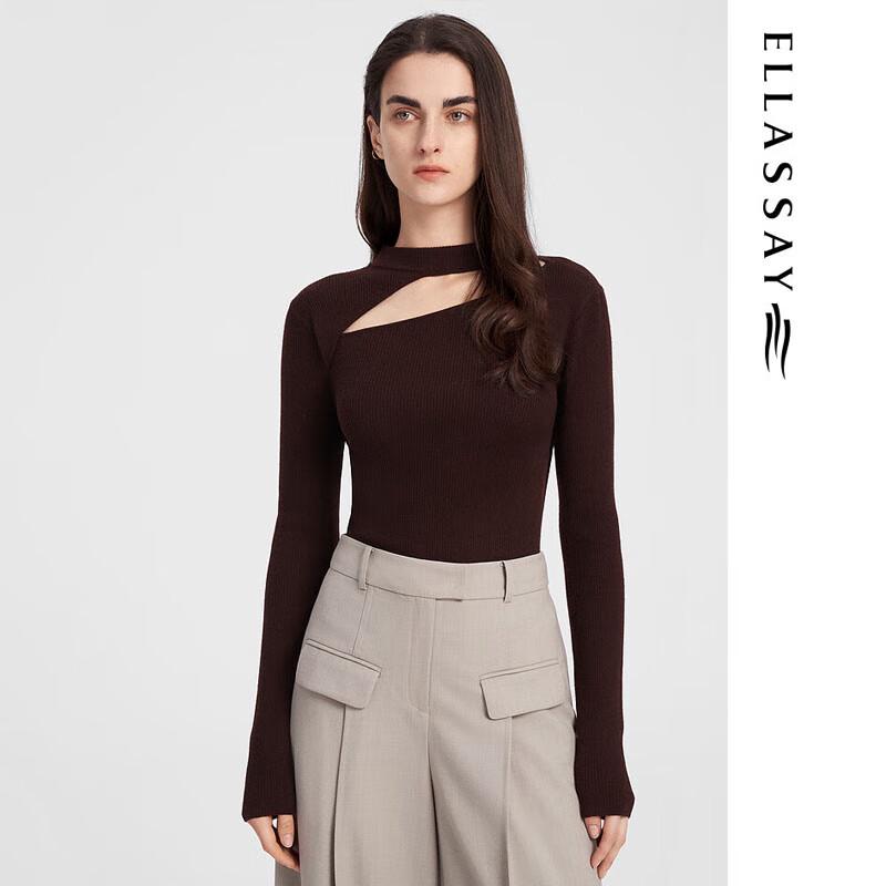 ELLASSAY Women's Merino Wool Hollow-Out Knit Sweater