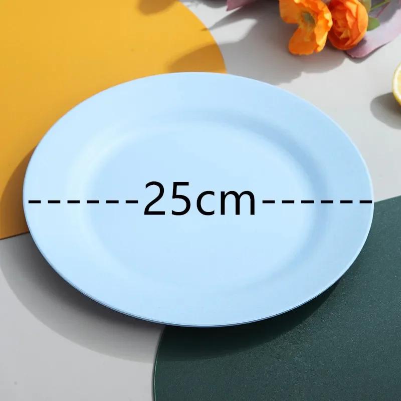 25cm Plates Dinnerware Wheat Straw Plates Unbreakable Lightweight Dinner Plates Reusable Plastic Set Set Dinner