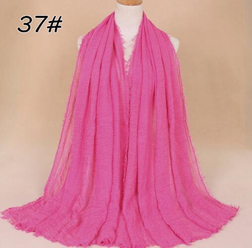 New Ethnic Oversize Muslim Crinkle Hijab Head Scarf Women Solid Bubble Cotton Shawls And Wraps Soft Big Linen Foulard Femme