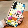 Чехол для телефона Samsung S26 S25 Edge Ultra S23 S22 S21 S20 Ultra Plus S24 Fe A54 A53 A25 со стеклянной крышкой, мультяшный C-Crayon Shin Chan