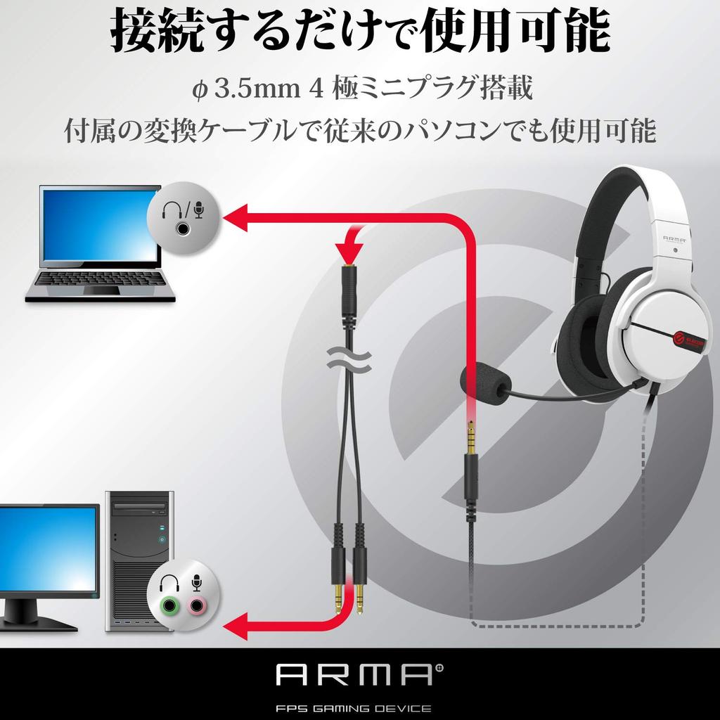 ELECOM Gaming Headset Headphones PS5 PS4 Switch SwitchLite White [ARMA] HS-ARMA100WH
