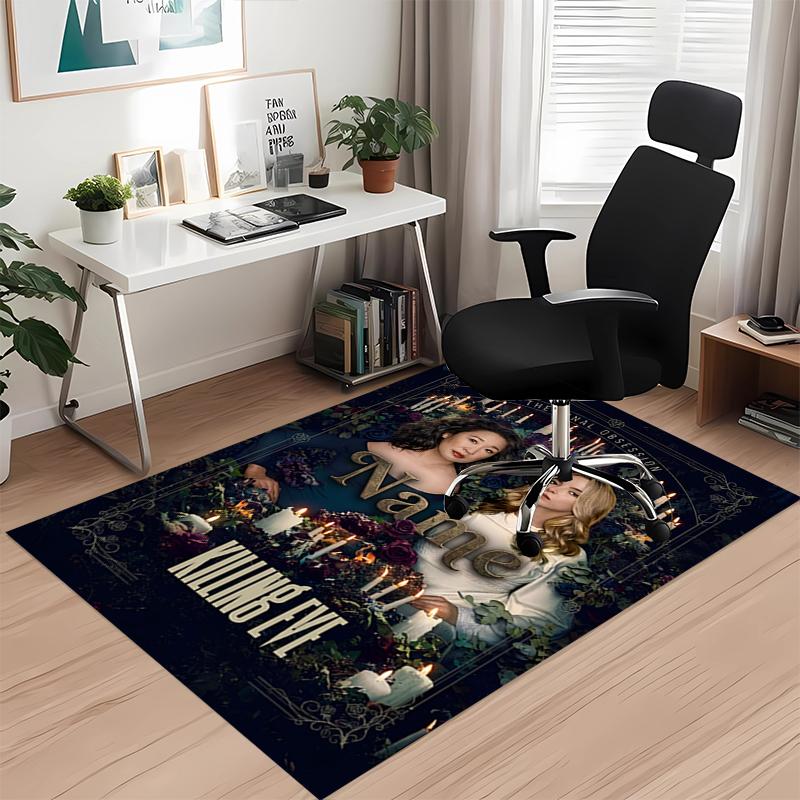 Custom Name Killing Eve Printed Carpet, Rug for Office Chair Living Room Bedroom Kitchen Room Decor Gifts.