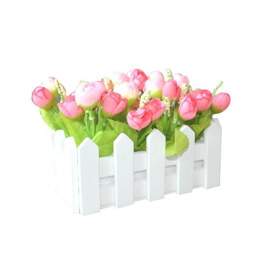 1 комплект белого деревянного забора, искусственный цветок, цветочный держатель, домашний садовый декор