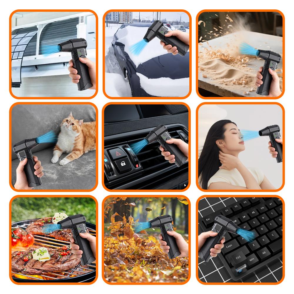 Инструмент для чистки воздуходувка Турбовентилятор Бесщеточный Жестокий реактивный вентилятор Сдувание снега Автомобиль Портативный Электрический Пылесборник Выдув и всасывание 2 в 1