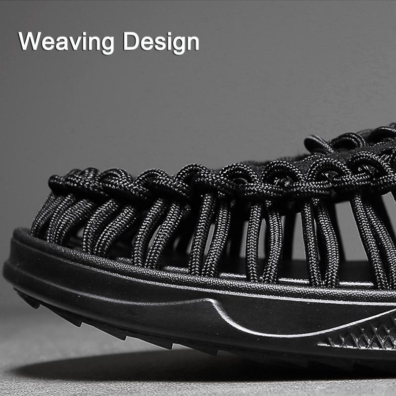 Summer Men Sandals Weaving Design Outdoor Beach Sandals Breathable Casual Flat Soft Sole Footwear