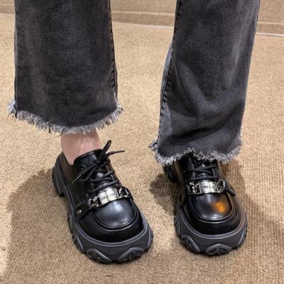 2024 Новая весенняя и осенняя женская обувь Модные мокасины с завышенным круглым носком на шнуровке Повседневная женская обувь JK Uniform