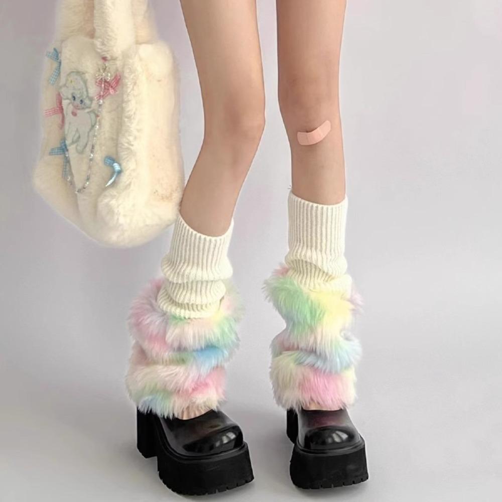 Y2K Plush Fluffy Boots Cover Warm Leggings Leg Warmer New Clothing Accessories Women