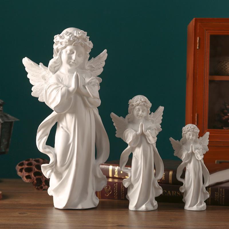 Европейская ретро фигурка ангела - Статуэтка девочки из гипса для церковных свадеб и фотосессий