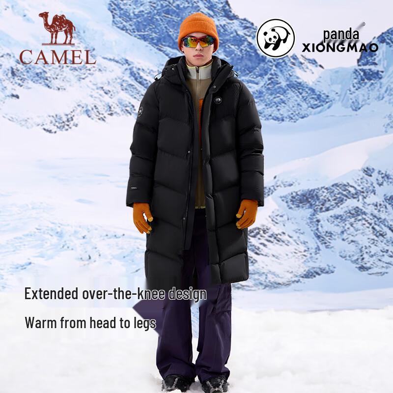 Camel Унисекс длинная утепленная пуховая куртка-пуховик с капюшоном