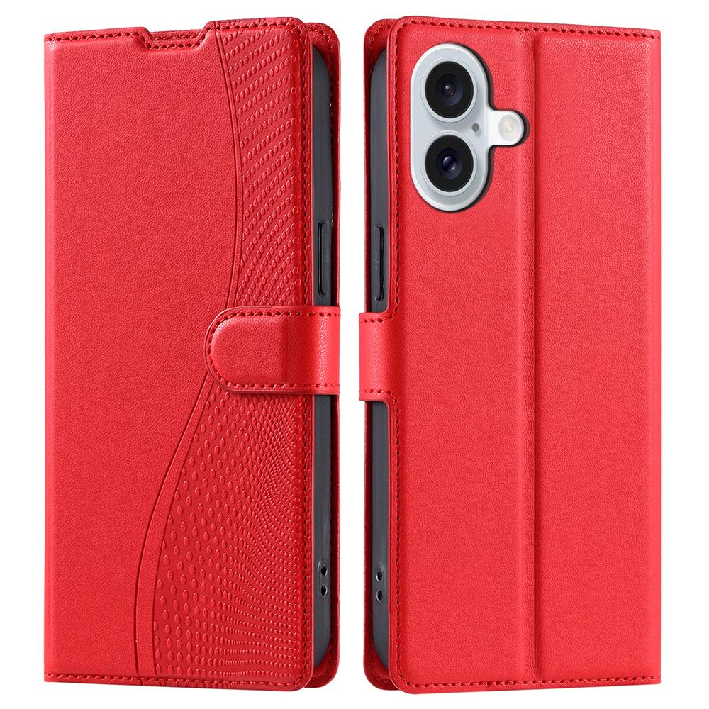 For iPhone 16 Plus Case Dots Imprinted PU Leather Flip Phone Cover with Card Slot,Strap