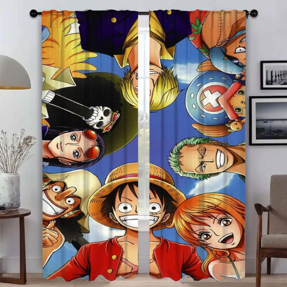 Плотные шторы для комнаты, 2 панели, O-One-pieceS, шторы для детской комнаты, украшения на Хэллоуин, перегородка, тюль для спальни, дома