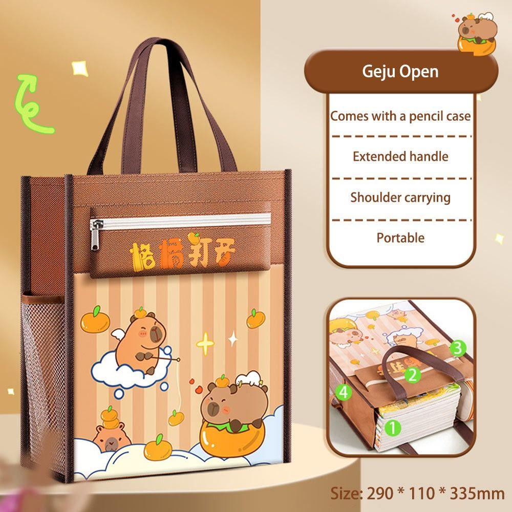 Сумка-тоут с капибарой, школьная сумка, пятислойная сумка для файлов формата А4, многофункциональная сумка для учебников, для школы, офиса