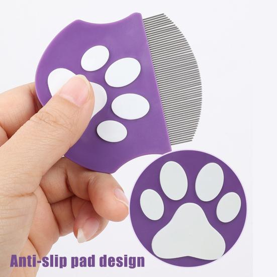 Расческа от блох для домашних животных, инструмент для удаления пятен от слез у домашних животных, расческа из нержавеющей стали для ухода за собаками и кошками с закругленными зубцами для мелких, средних и крупных домашних животных