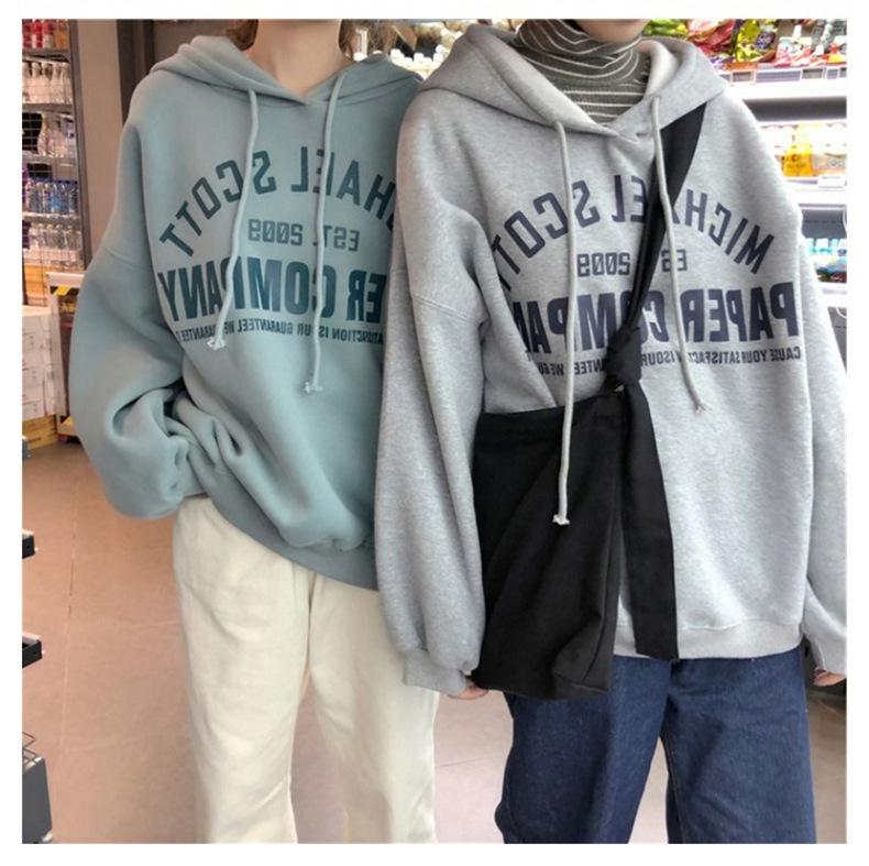 Женская толстовка с капюшоном из плюша в корейском стиле — свободный крой, мода на осень и зиму