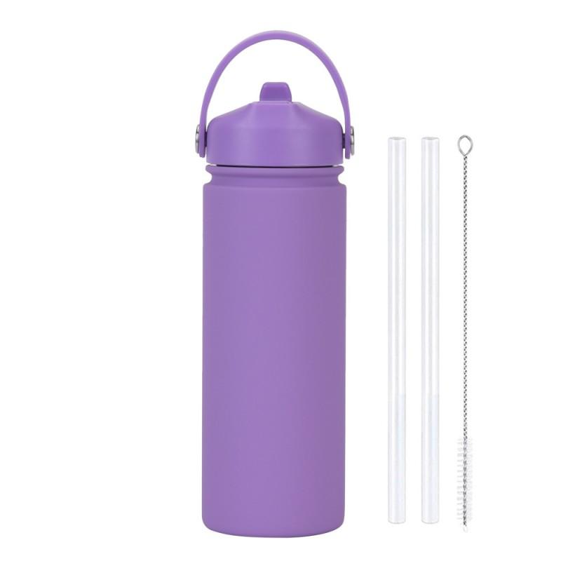 550ml Stainless Steel Insulated Travel Water Bottle With Wide Mouth Carry Strap Sip Lid Outdoor Sports Daily Use
