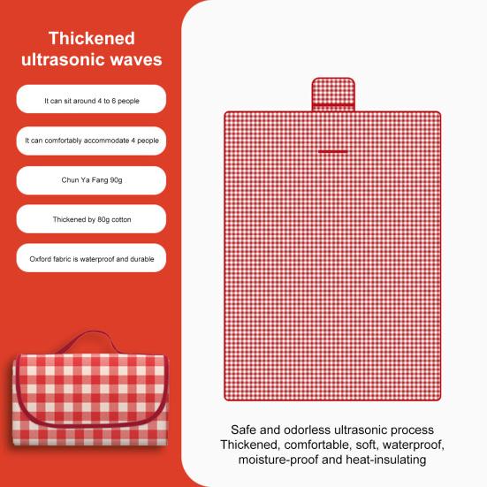 Плед для пикника с толстым хлопковым наполнителем, водонепроницаемый, легко моется, многоцелевой пляжный коврик, складной коврик для пикника с ручкой