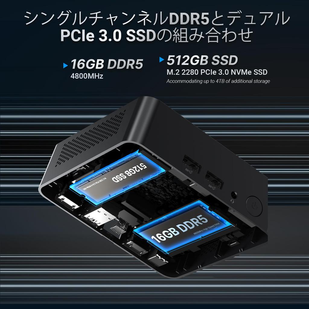 Мини-ПК MINIX NEO NUC355 с Intel Core 3, 16 ГБ ОЗУ, 512 ГБ SSD PCIe, тройной 4K-дисплей, WiFi, Windows 11, идеально подходит для цифровых вывесок N355, DDR5, SSD,