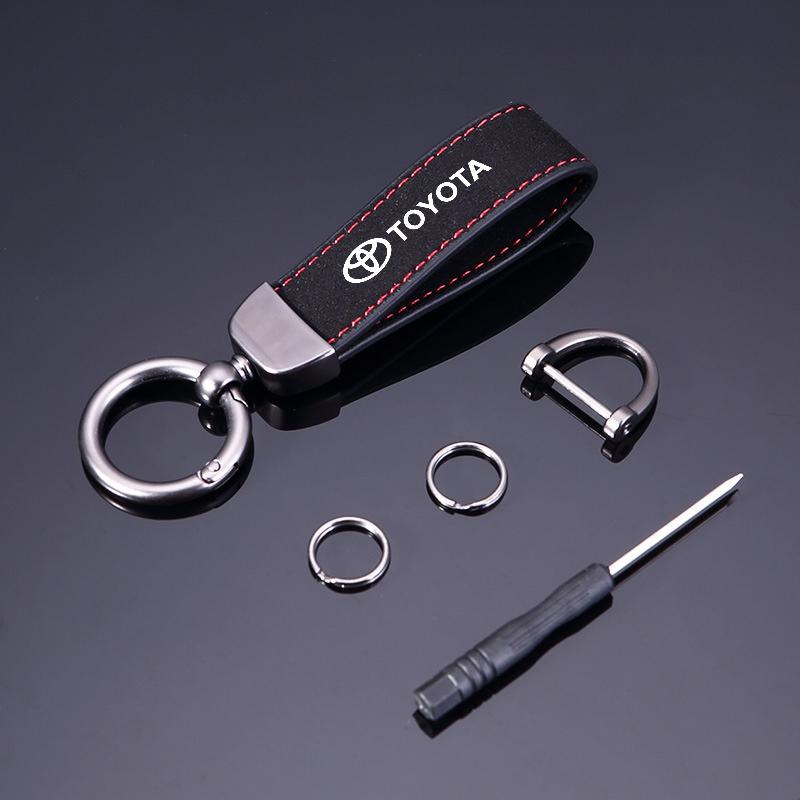 ATH1 Leather Metal Luxury Car Keychain For Toyota Rav4 Prado Corolla CHR Avalon Highlander Tacoma Hilux Avensis Camry Land Cruiser