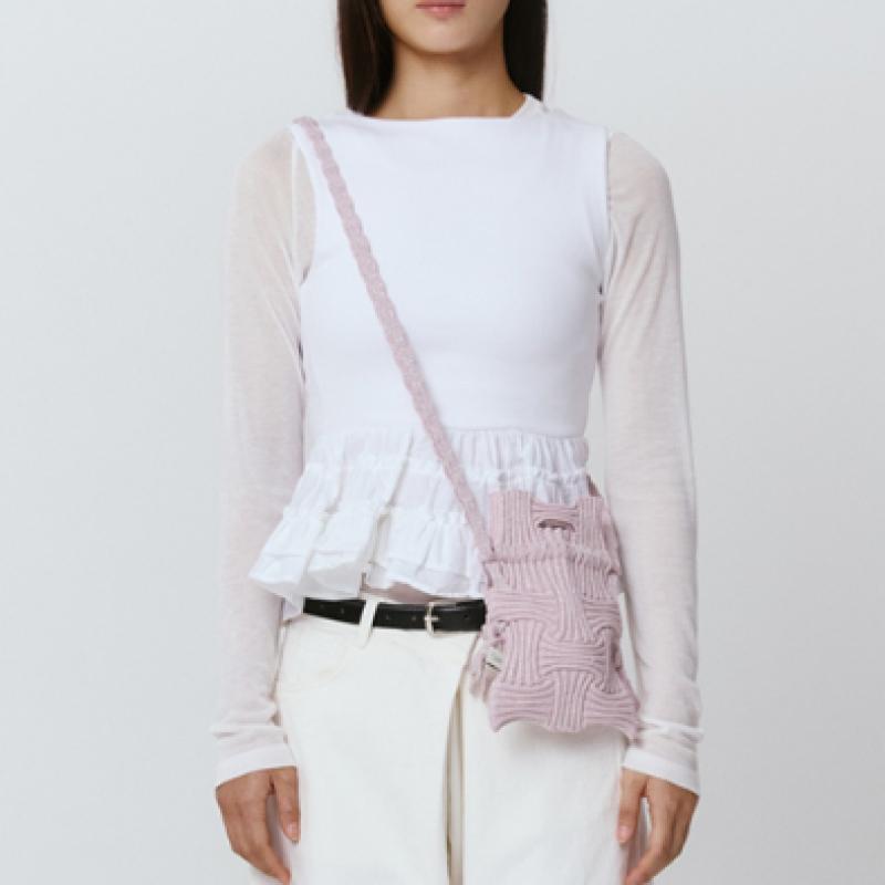 Pleatsmama Mini Crossbow Bag Pale Pink Glitter