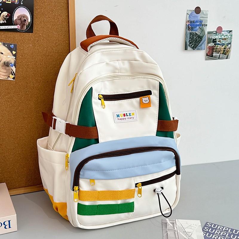 New Japanese Ins Schoolbag Female Mori Contrasting Color Primary and Secondary School Student Leisure Backpack College Style Student Backpack