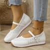 Fashion 2025 New Spring and Summer Retro Hollowed Out Round Toe Shallow Mouth Soft Flat Breathable Buckle Women Sandals
