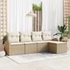 VidaXL 5-Piece Garden Sofa Set with Beige Cushions Poly Rattan 3346001
