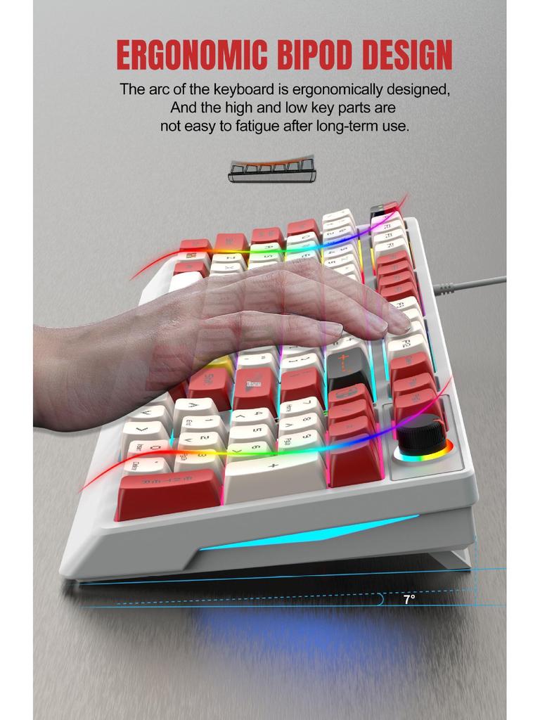K98 Mechanical Keyboard with Blue or Red Axis, Wired Connection, Dual-Color Injection Keycaps for Gaming