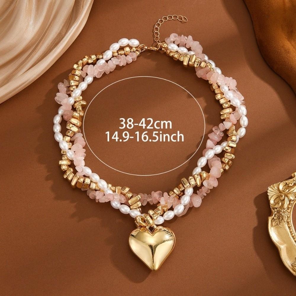 Pink Gold Gold Plated Pendant Necklace Three-Layer Clavicle Chain Birthday Party