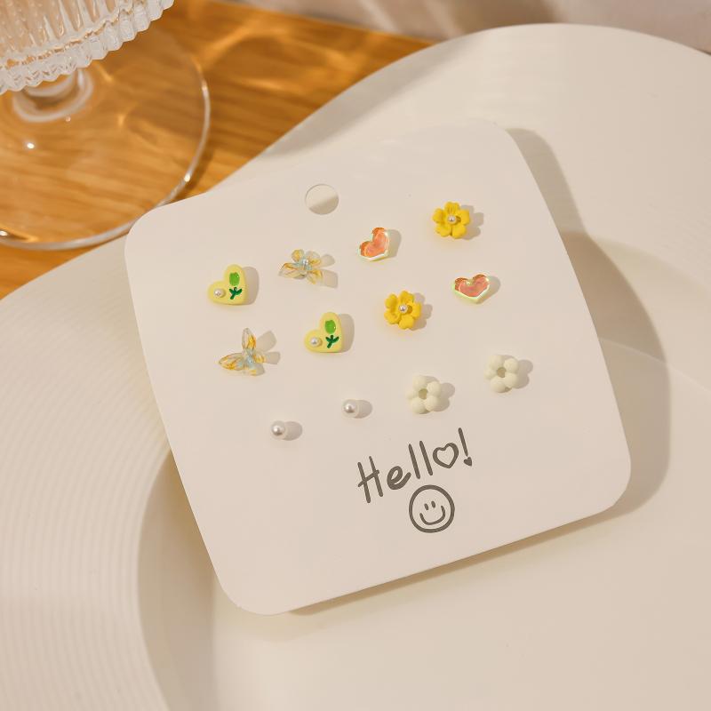 1 Набор Простой и Компактный Набор Сережек-Игл Любовь Геометрическая Комбинация Сережек Милые Сладкие и Универсальные Серьги