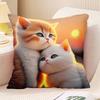 Couple Cat Print Decorative Pillowcase Bedroom Living Room Square Cushion Pillowcase