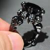 Halloween Skull Black Golden Plated Rings Gifts for Men & Women Wedding Engagement Promise Bride Eternity Ring