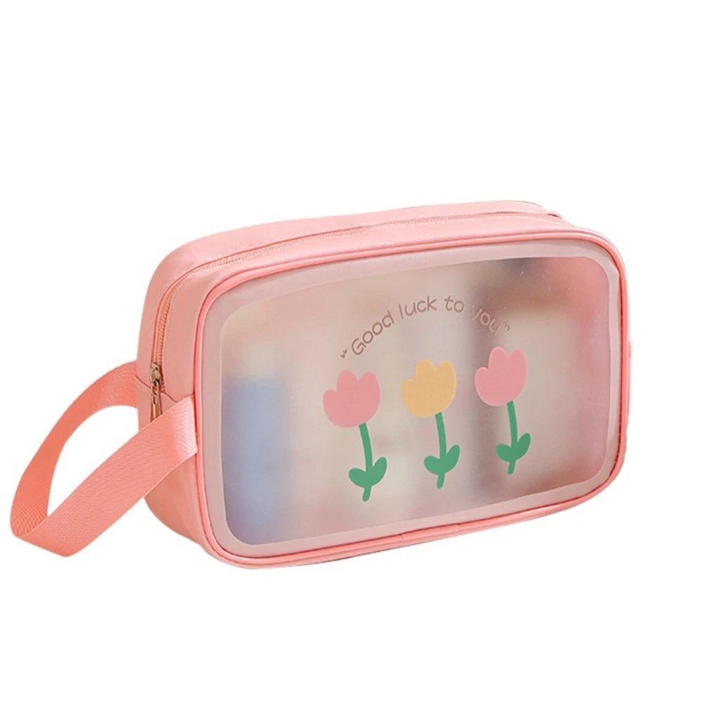 PVC Cartoon Cosmetic Bag Translucent Large Capacity Toiletry Storage Bag Waterproof Swimming Beach Bag Travel Makeup Bag