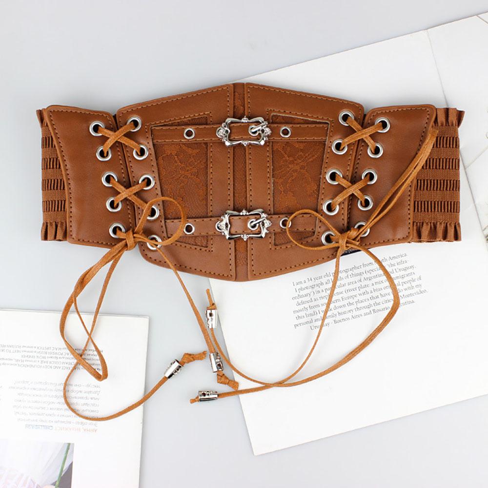 Gothic Waist Belt Gothic Elastic Lace Belt Cummerbunds Belts Pu Leather Corset Waist Belt For Clubbing Night Outs Shirt Dress